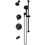 Symmons Solarity Pressure Balanced Shower System with Single Mode Shower Head, Hand Shower, Slide Bar, Shower Arm, Hose, and Valve Trim Matte Black