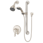 Symmons Origins Pressure Balanced Shower System with Shower Head, Hand Shower, Slide Bar, Shower Arm, Hose, and Valve Trim – Less Rough-In Valve Satin Nickel