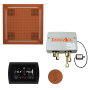 ThermaSol Hydrovive Steam Shower Kit - Includes 5" Flush Mount Control Panel, Digital Shower Valve, Round Steam Head, 18" Square Light and Sound Shower Head Antique Copper