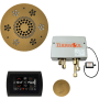 ThermaSol SignaTouch Steam Shower Kit - Includes Control Panel, Round Light and Sound Shower Head, Round Steam Head, and Digital Shower Valve Black / Antique Brass