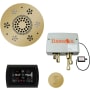 ThermaSol SignaTouch Steam Shower Kit - Includes Control Panel, Round Light and Sound Shower Head, Round Steam Head, and Digital Shower Valve Black / Polished Brass