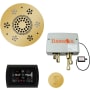 ThermaSol SignaTouch Steam Shower Kit - Includes Control Panel, Round Light and Sound Shower Head, Round Steam Head, and Digital Shower Valve Black / Polished Gold