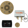 ThermaSol SignaTouch Steam Shower Kit - Includes Control Panel, Round Light and Sound Shower Head, Round Steam Head, and Digital Shower Valve Black / Satin Brass