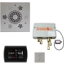 ThermaSol SignaTouch Steam Shower Kit - Includes Control Panel, Square Light and Sound Shower Head, Square Steam Head, and Digital Shower Valve Black / Satin Chrome