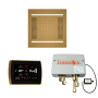 ThermaSol Hydrovive Thermostatic Shower System - Includes 5" Recessed Control Panel, Digital Shower Valve, 14" Square Light, and Sound Shower Head Antique Brass