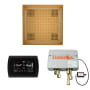 ThermaSol Hydrovive Thermostatic Shower System - Includes 5" Flush Mount Control Panel, Digital Shower Valve, 18" Square Light, and Sound Shower Head Antique Brass