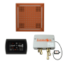 ThermaSol Hydrovive Thermostatic Shower System - Includes 5" Flush Mount Control Panel, Digital Shower Valve, 18" Square Light, and Sound Shower Head Antique Copper
