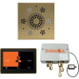 ThermaSol ThermaTouch Steam Shower Kit - Includes 10" Control Panel, Square Light and Sound Shower Head, and Digital Shower Valve Satin Brass