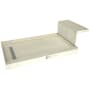 Tile Redi Base'N Bench 60" x 32" Rectangular Shower Base with Single Threshold and Left Drain Grate Polished Chrome