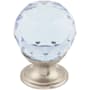 Top Knobs Light Blue 1-1/8 Inch Round Cabinet Knob from the Crystal Collection Brushed Satin Nickel