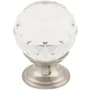 Top Knobs Clear 1-1/8 Inch Round Cabinet Knob from the Crystal Collection Brushed Satin Nickel