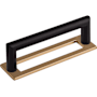Top Knobs Kinney 3-3/4 Inch Center to Center Handle Cabinet Pull with Hollins Backplate from the Lynwood Collection Flat Black / Honey Bronze