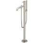 TOTO GF Floor Mounted Tub Filler with Built-In Diverter and COMFORT GLIDE Valve and COMFORT WAVE Spray Technologies - Includes Hand Shower Brushed Nickel