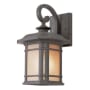 Trans Globe Lighting San Miguel Single Light 12-3/4" Tall Outdoor Wall Sconce with Tea Stained Linen Glass Shade Black