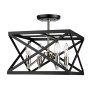 Trans Globe Lighting Ackerman 4 Light 13" Wide Semi-Flush Ceiling Fixture Black / Brushed Nickel