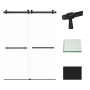 Transolid Brooklyn 80" High x 60" Wide Bypass Frameless Shower Door with Clear Glass Matte Black