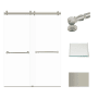 Transolid 80" High x 60" Wide Bypass Frameless Shower Door with Clear Glass Brushed Stainless