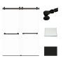 Transolid 80" High x 60" Wide Bypass Frameless Shower Door with Clear Glass Matte Black