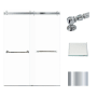 Transolid 80" High x 60" Wide Bypass Frameless Shower Door with Clear Glass Polished Chrome