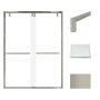 Transolid 80" High x 60" Wide Bypass Frameless Shower Door with Clear Glass Brushed Nickel