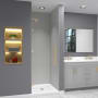Transolid Elizabeth 76" High x 29" Wide Hinged Semi Frameless Shower Door with Clear Glass Champagne Bronze