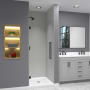 Transolid Elizabeth 76" High x 29" Wide Hinged Semi Frameless Shower Door with Clear Glass Matte Black