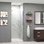 Transolid Elizabeth 76" High x 31" Wide Hinged Semi Frameless Shower Door with Clear Glass Brushed Stainless