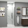 Transolid Elizabeth 76" High x 31" Wide Hinged Semi Frameless Shower Door with Clear Glass Matte Black