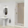 Transolid Elizabeth 76" High x 35-1/2" Wide Hinged Semi Frameless Shower Door with Clear Glass Champagne Bronze