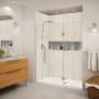 Transolid Elizabeth 76" High x 66" Wide Hinged Semi Frameless Shower Door with Clear Glass Brushed Stainless