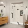 Transolid Elizabeth 76" High x 66" Wide Hinged Semi Frameless Shower Door with Clear Glass Matte Black