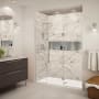 Transolid Elizabeth 76" High x 67" Wide Hinged Semi Frameless Shower Door with Clear Glass Brushed Stainless