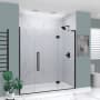 Transolid Elizabeth 76" High x 73" Wide Hinged Semi Frameless Shower Door with Clear Glass Matte Black