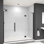 Transolid Elizabeth 76" High x 76" Wide Hinged Semi Frameless Shower Door with Clear Glass Matte Black