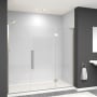 Transolid Elizabeth 76" High x 77-1/2" Wide Hinged Semi Frameless Shower Door with Clear Glass Brushed Stainless