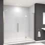 Transolid Elizabeth 76" High x 78" Wide Hinged Semi Frameless Shower Door with Clear Glass Brushed Stainless