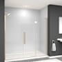 Transolid Elizabeth 76" High x 78" Wide Hinged Semi Frameless Shower Door with Clear Glass Champagne Bronze
