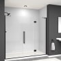 Transolid Elizabeth 76" High x 78" Wide Hinged Semi Frameless Shower Door with Clear Glass Matte Black