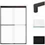 Transolid 70" High x 47" Wide Bypass Frameless Shower Door with Frosted Glass Matte Black