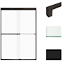Transolid 70" High x 47" Wide Bypass Frameless Shower Door with Frosted Glass Matte Black