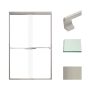 Transolid 76" High x 47" Wide Bypass Frameless Shower Door with Clear Glass Brushed Stainless