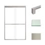 Transolid 76" High x 47" Wide Bypass Frameless Shower Door with Clear Glass Brushed Stainless