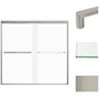 Transolid 58" High x 59" Wide Bypass Frameless Shower Door with Frosted Glass Brushed Stainless