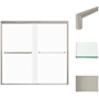 Transolid 58" High x 59" Wide Bypass Frameless Shower Door with Frosted Glass Brushed Stainless