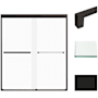 Transolid 70" High x 59" Wide Bypass Frameless Shower Door with Frosted Glass Matte Black