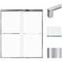 Transolid 70" High x 59" Wide Bypass Frameless Shower Door with Frosted Glass Polished Chrome