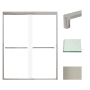 Transolid 76" High x 59" Wide Bypass Frameless Shower Door with Clear Glass Brushed Stainless