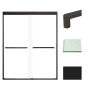Transolid 76" High x 59" Wide Bypass Frameless Shower Door with Clear Glass Matte Black