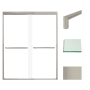 Transolid 76" High x 59" Wide Bypass Frameless Shower Door with Clear Glass Brushed Stainless