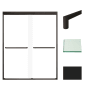 Transolid 76" High x 59" Wide Bypass Frameless Shower Door with Clear Glass Matte Black
